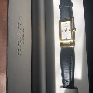 Coach Women's Watch w/ Black Leather Band